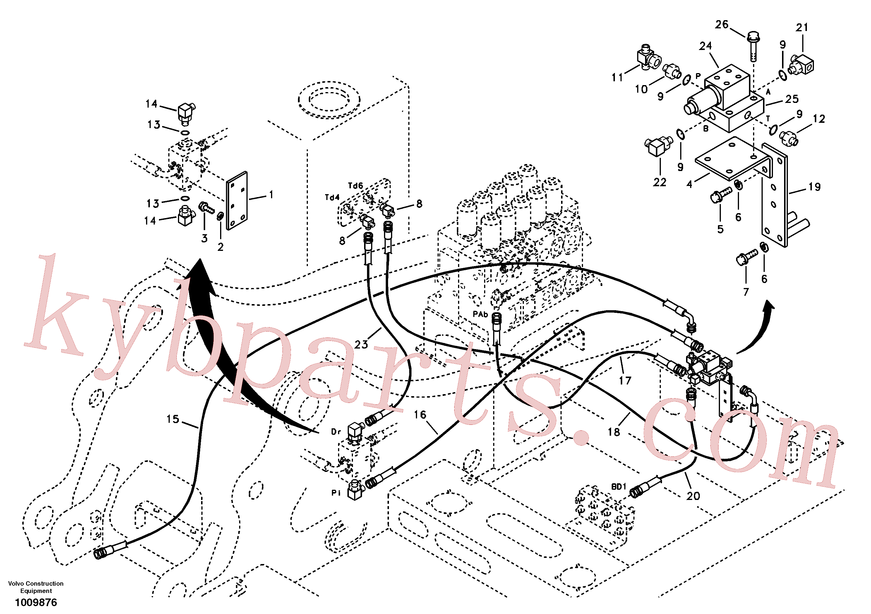 SA9451-02244 for Volvo Servo system, control valve to solenoid valve(1009876 assembly)