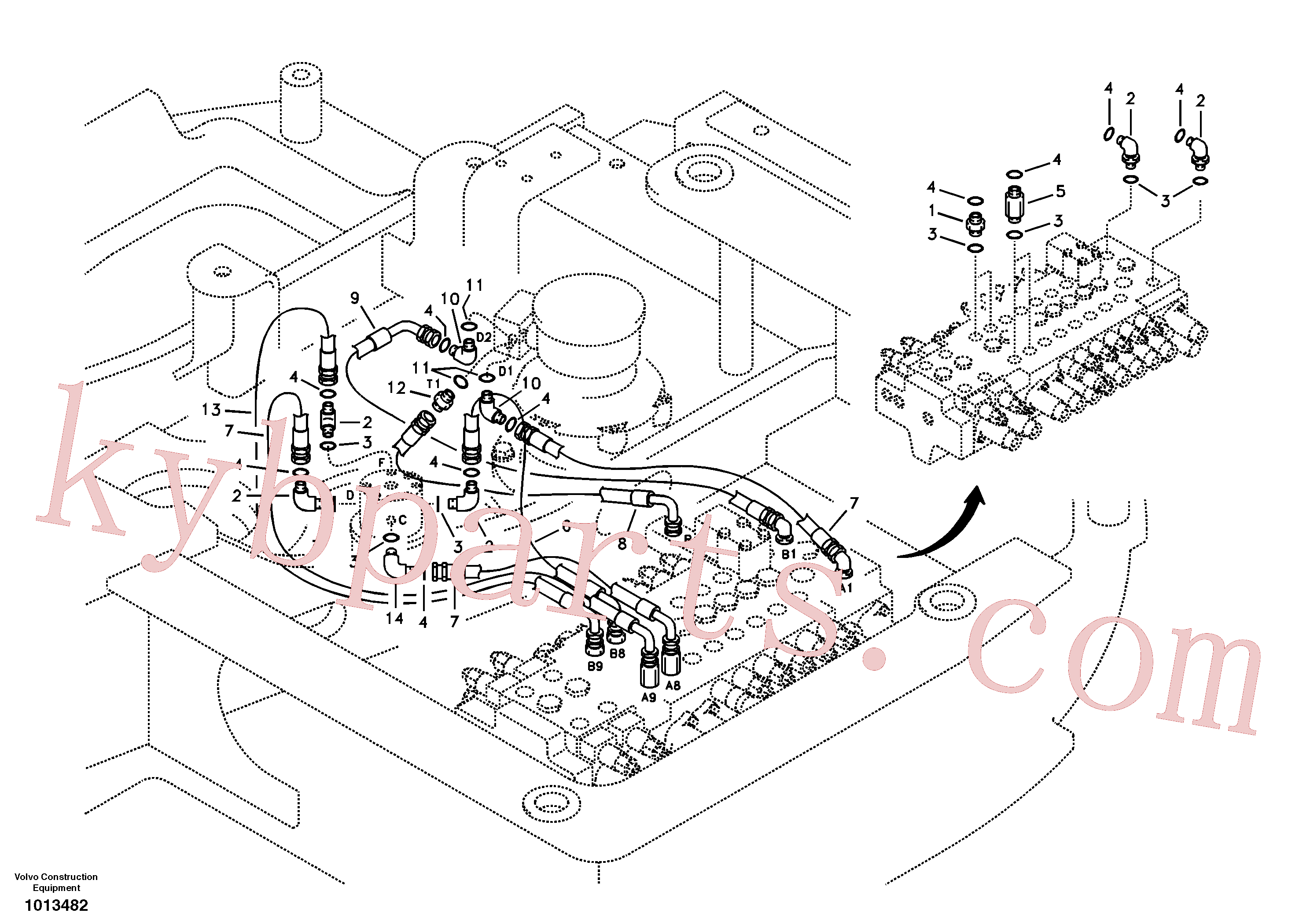 SA9403-04619 for Volvo Turning joint line, control valve to turning joint(1013482 assembly)