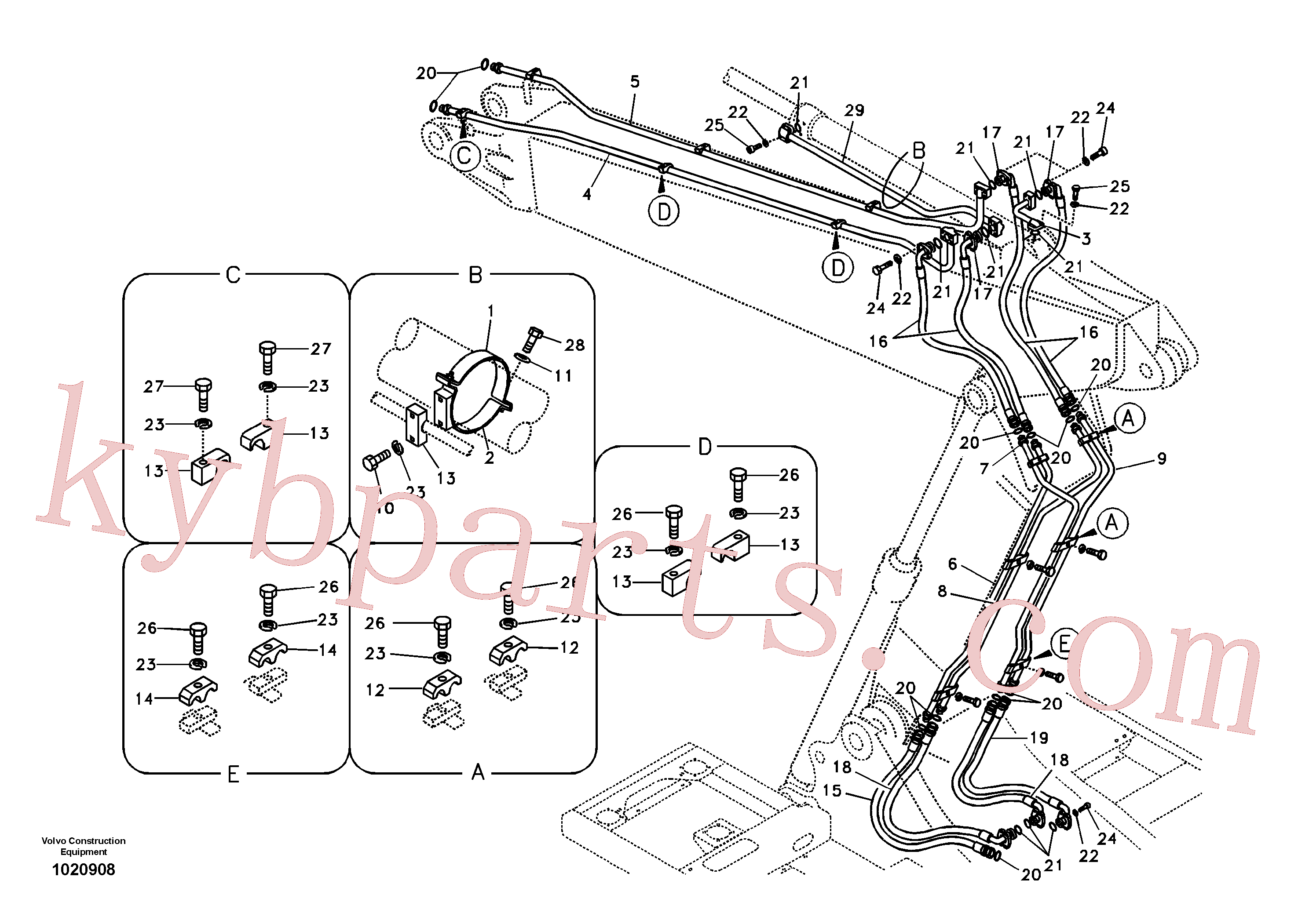 VOE14513781 for Volvo Working hydraulic, dipper arm cylinder on adjustable boom(1020908 assembly)