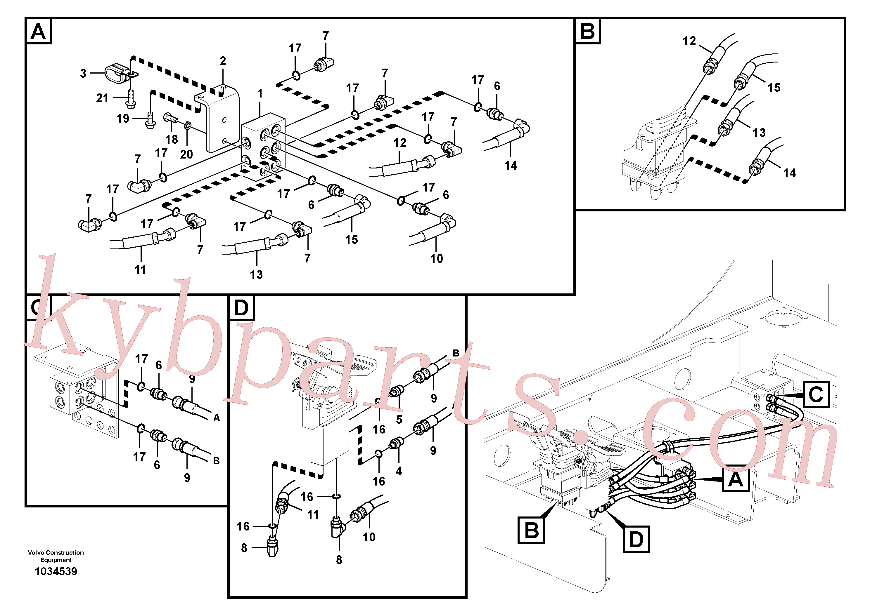 VOE14526877 for Volvo Servo system, control valve to remote control valve pedal(1034539 assembly)