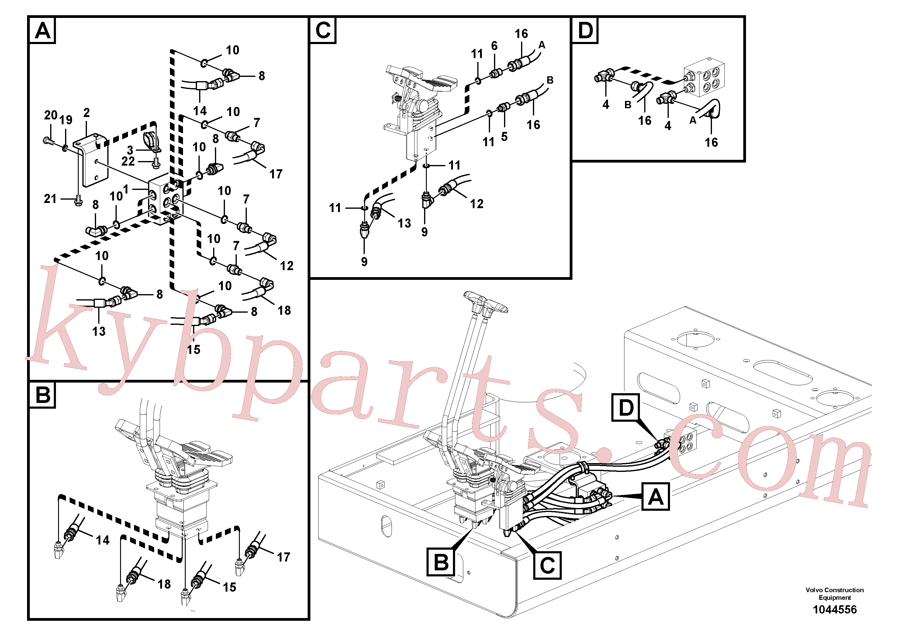 VOE14526877 for Volvo Servo system, control valve to remote control valve pedal(1044556 assembly)