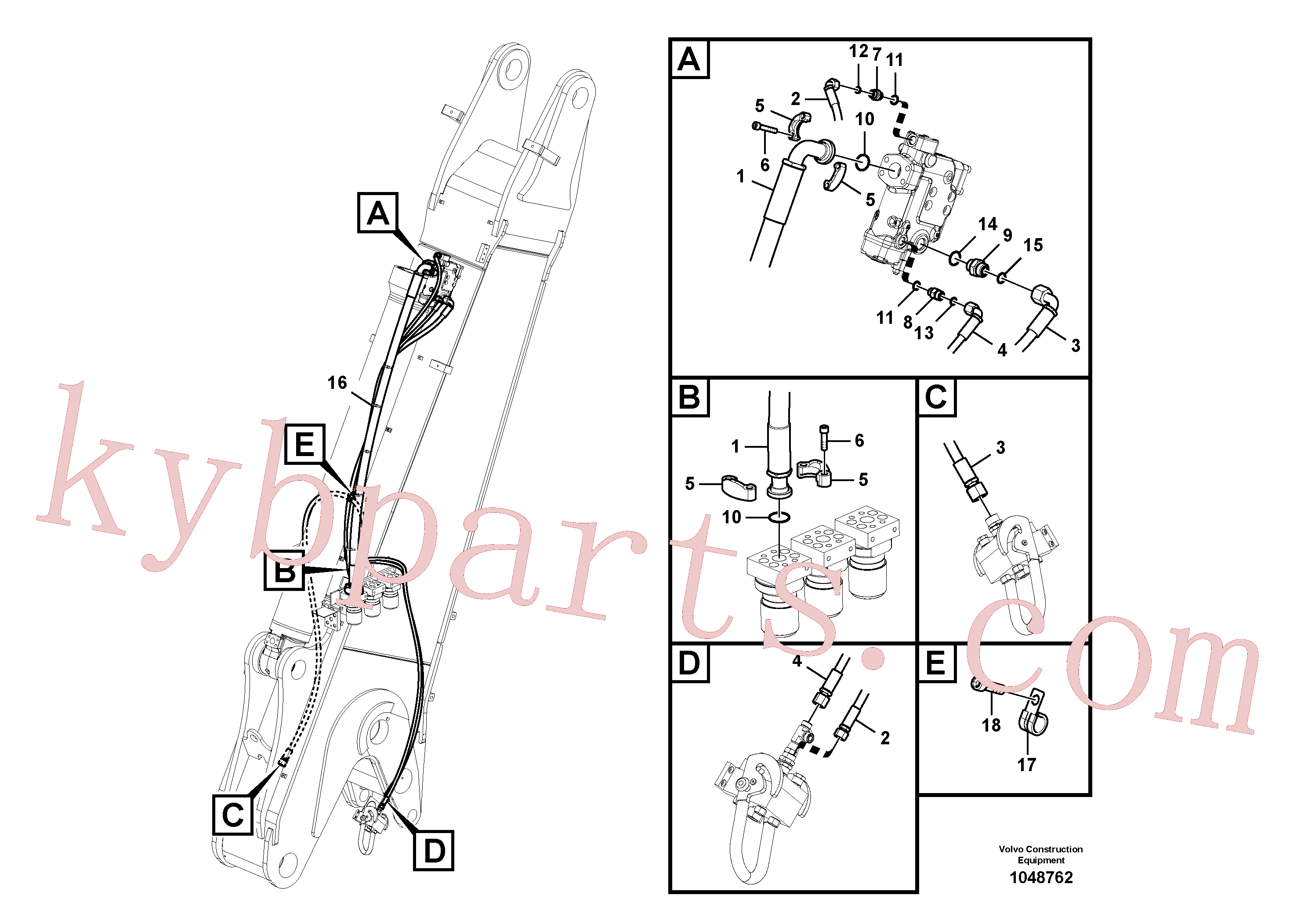 SA9419-11040 for Volvo Working hydraulic, dipper arm cylinder on boom.(1048762 assembly)