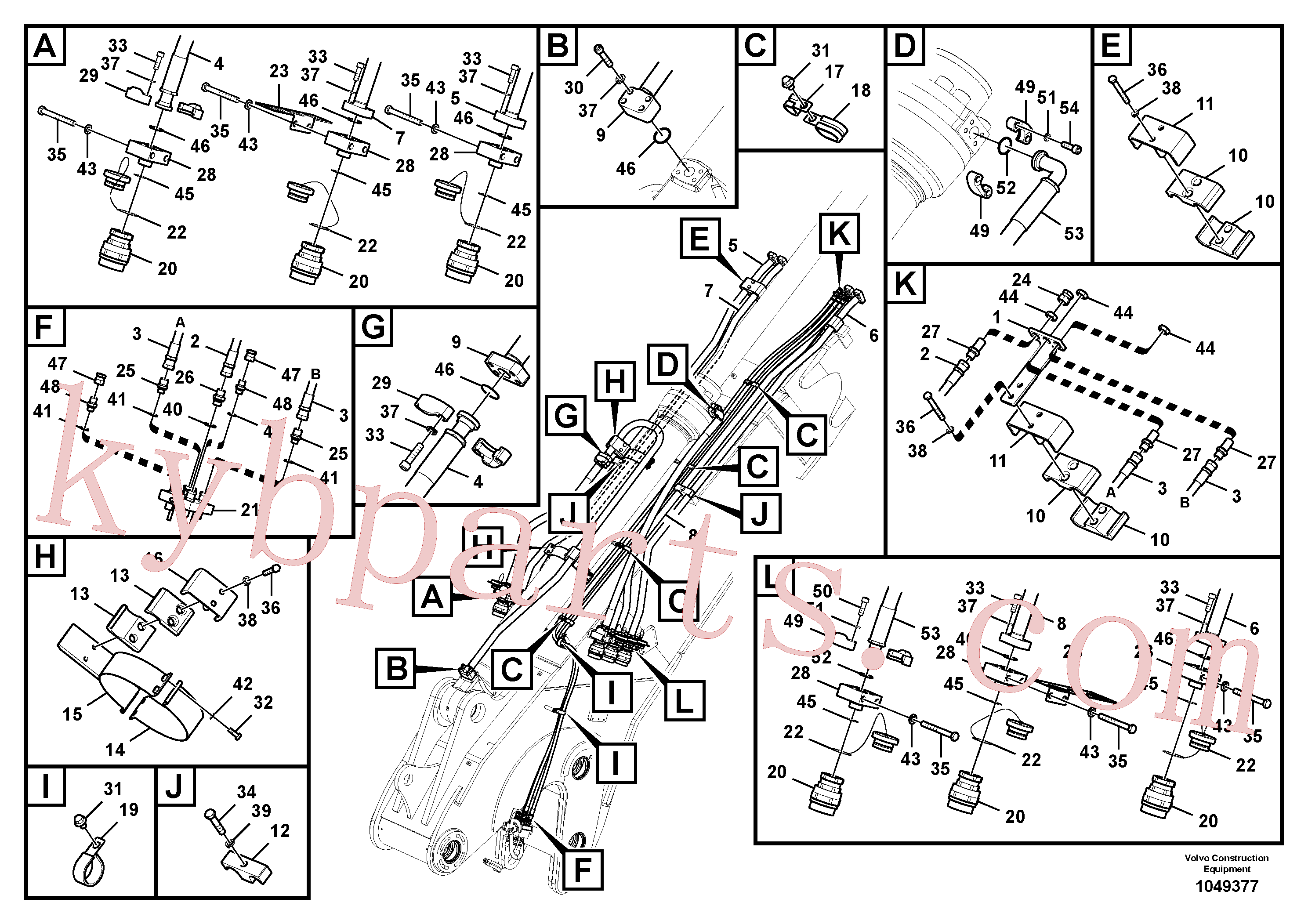 VOE14677854 for Volvo Working hydraulic, dipper arm cylinder on boom.(1049377 assembly)