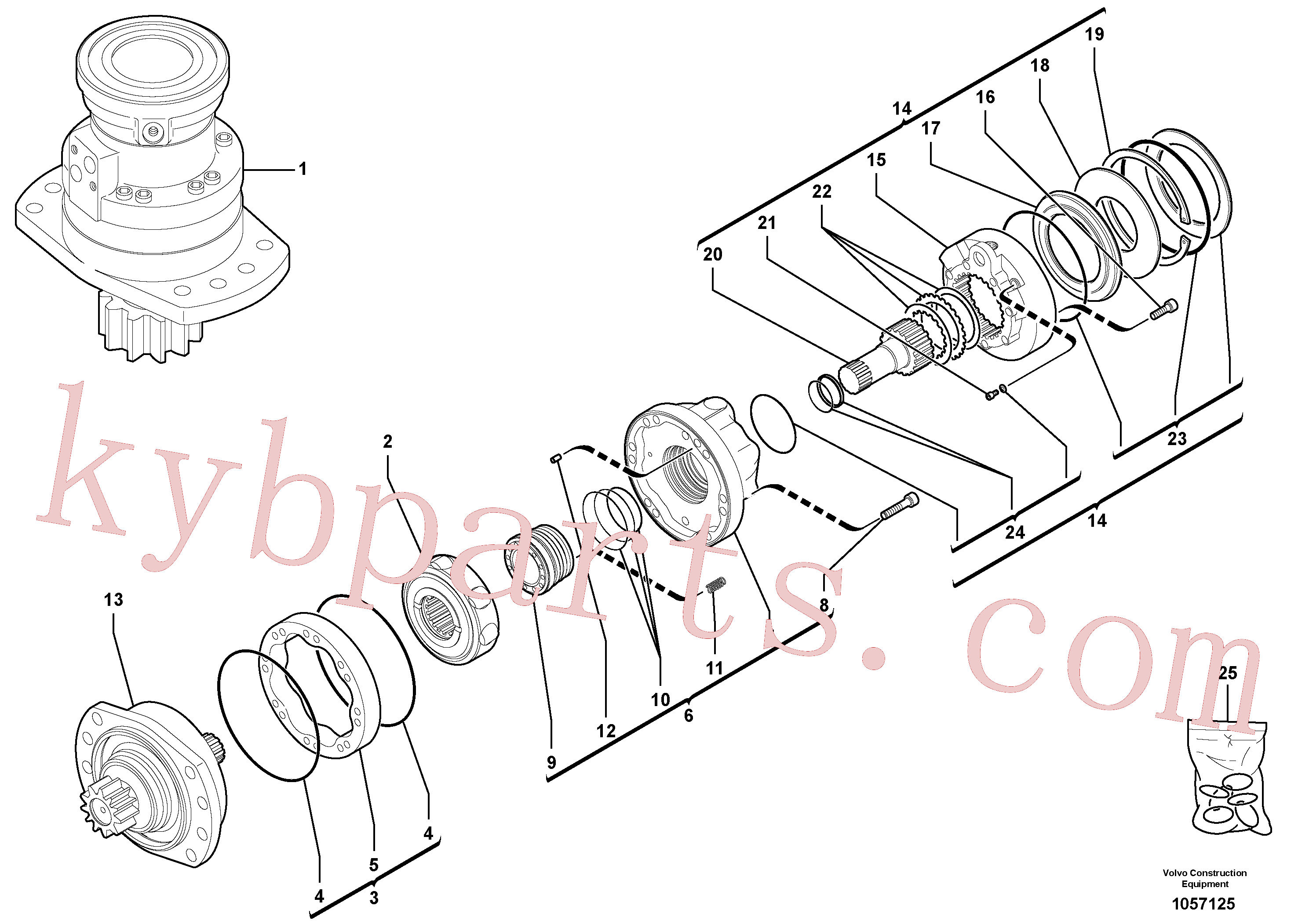 PJ7417102 for Volvo Slewing gear motor(1057125 assembly)