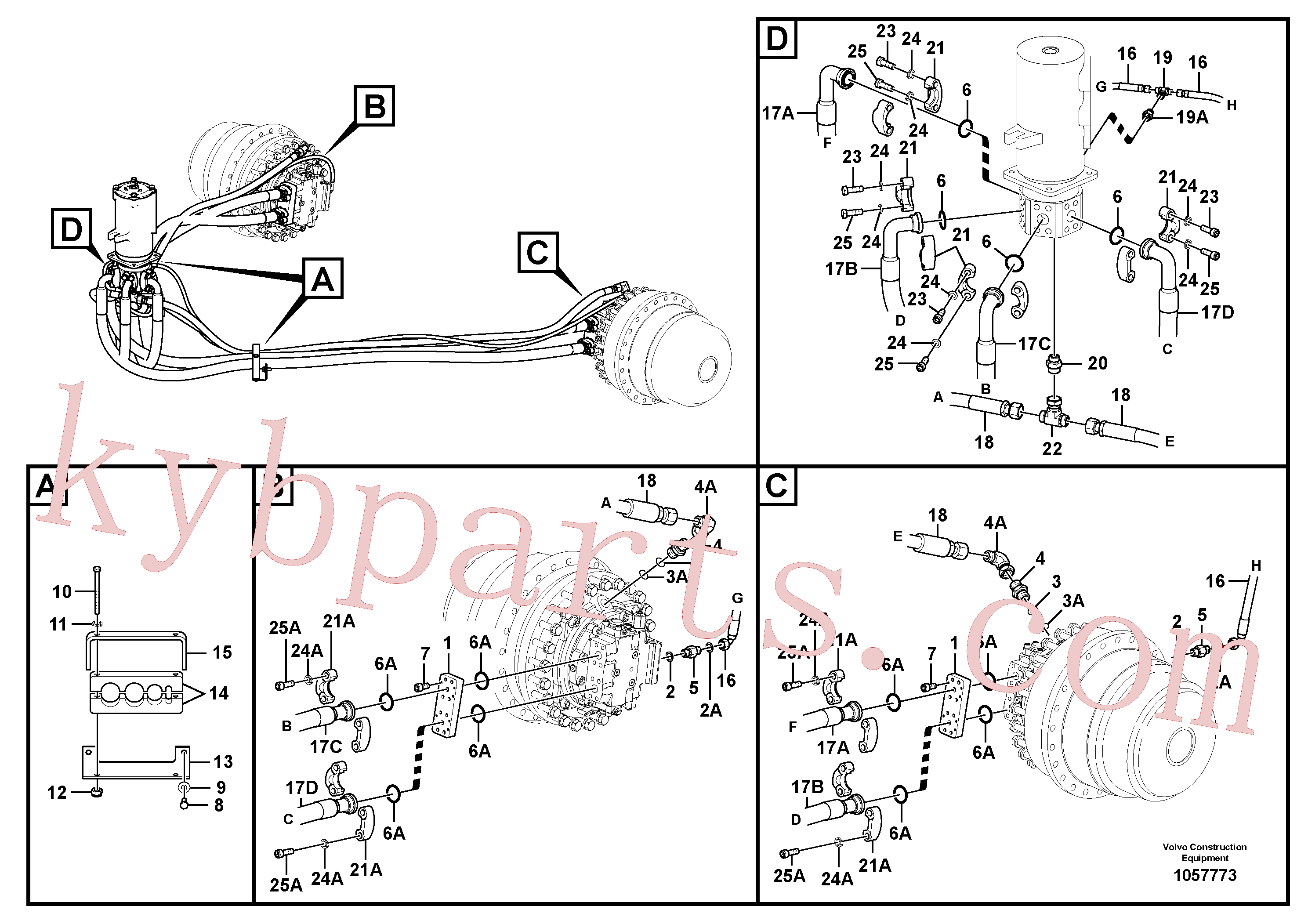 VOE14614422 for Volvo Turning joint line, turning joint to travel motor(1057773 assembly)