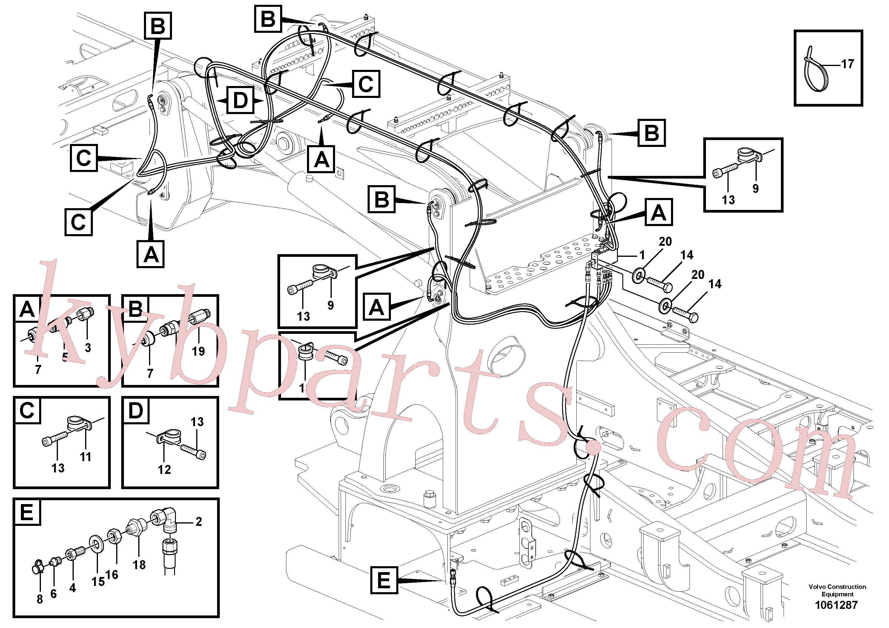 VOE14389569 for Volvo Grease Piping(1061287 assembly)