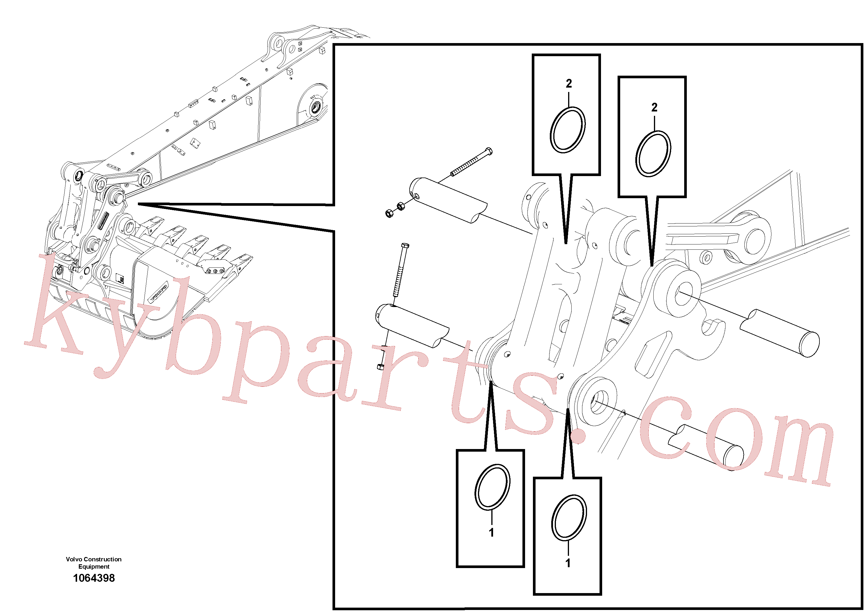 VOE14880694 for Volvo Pins for mounting bucket(1064398 assembly)