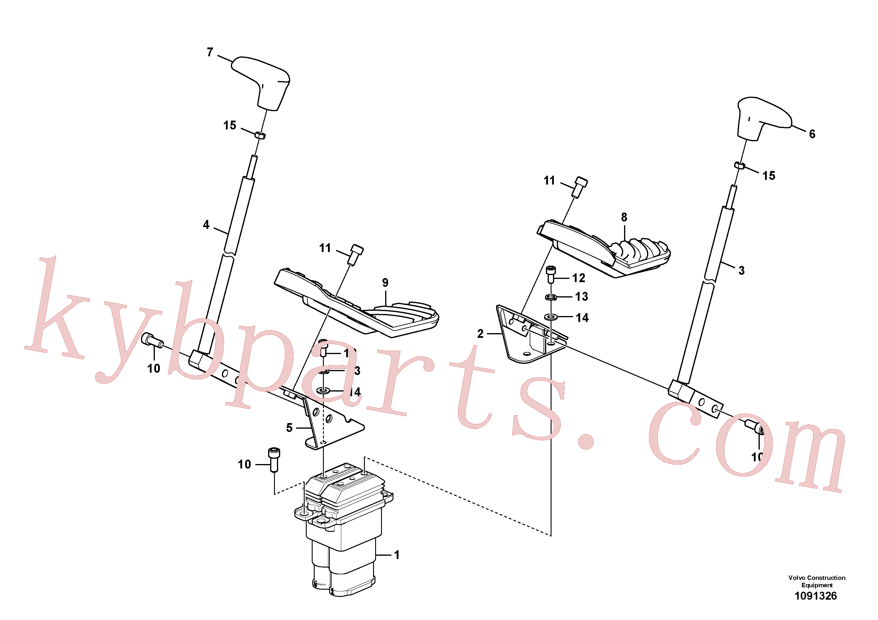 VOE14528528 for Volvo Remote control valve pedal with fitting parts(1091326 assembly)