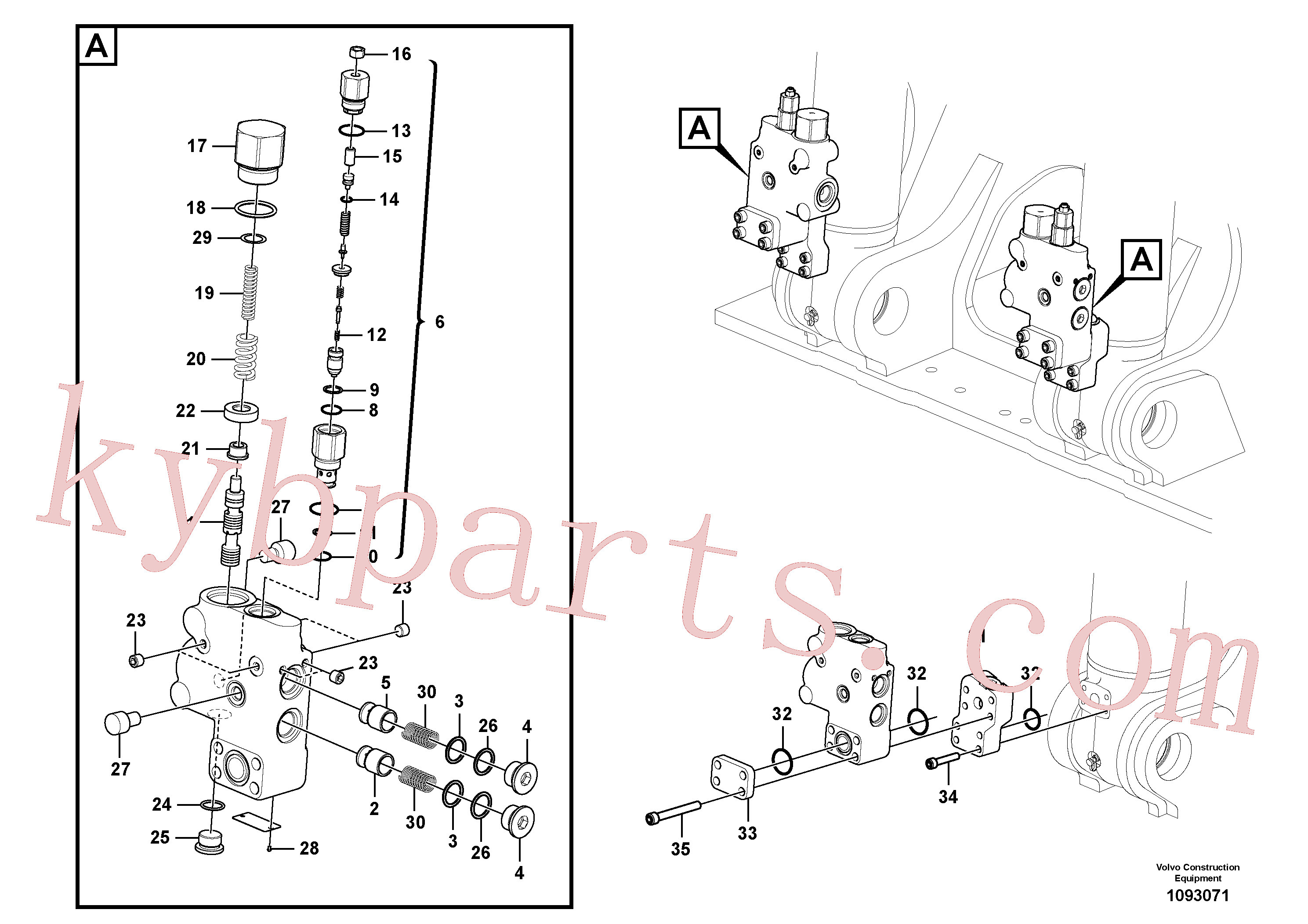 VOE14709101 for Volvo Working hydraulic, boom rupture valve mount(1093071 assembly)