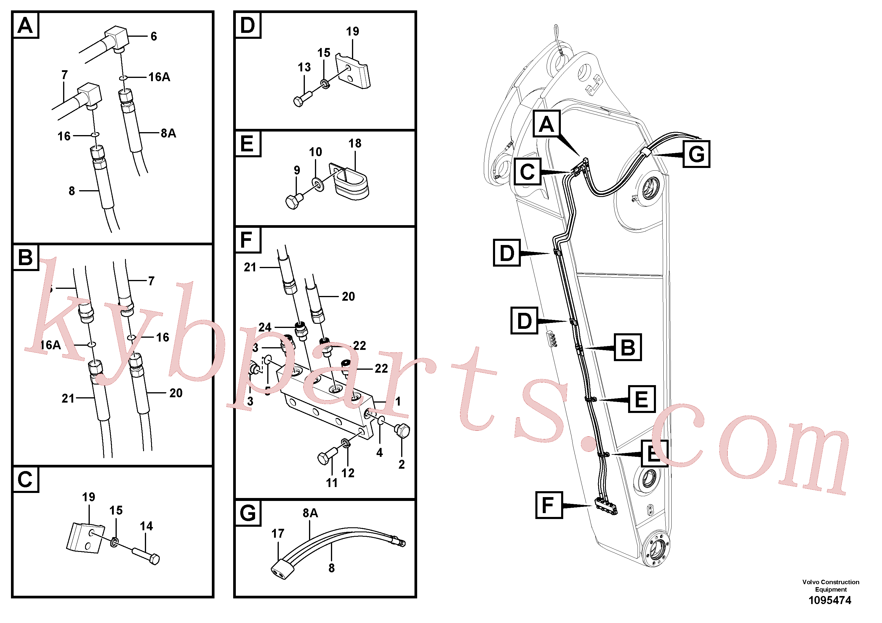 VOE14555450 for Volvo Working hydraulic, quick fit on dipper arm(1095474 assembly)