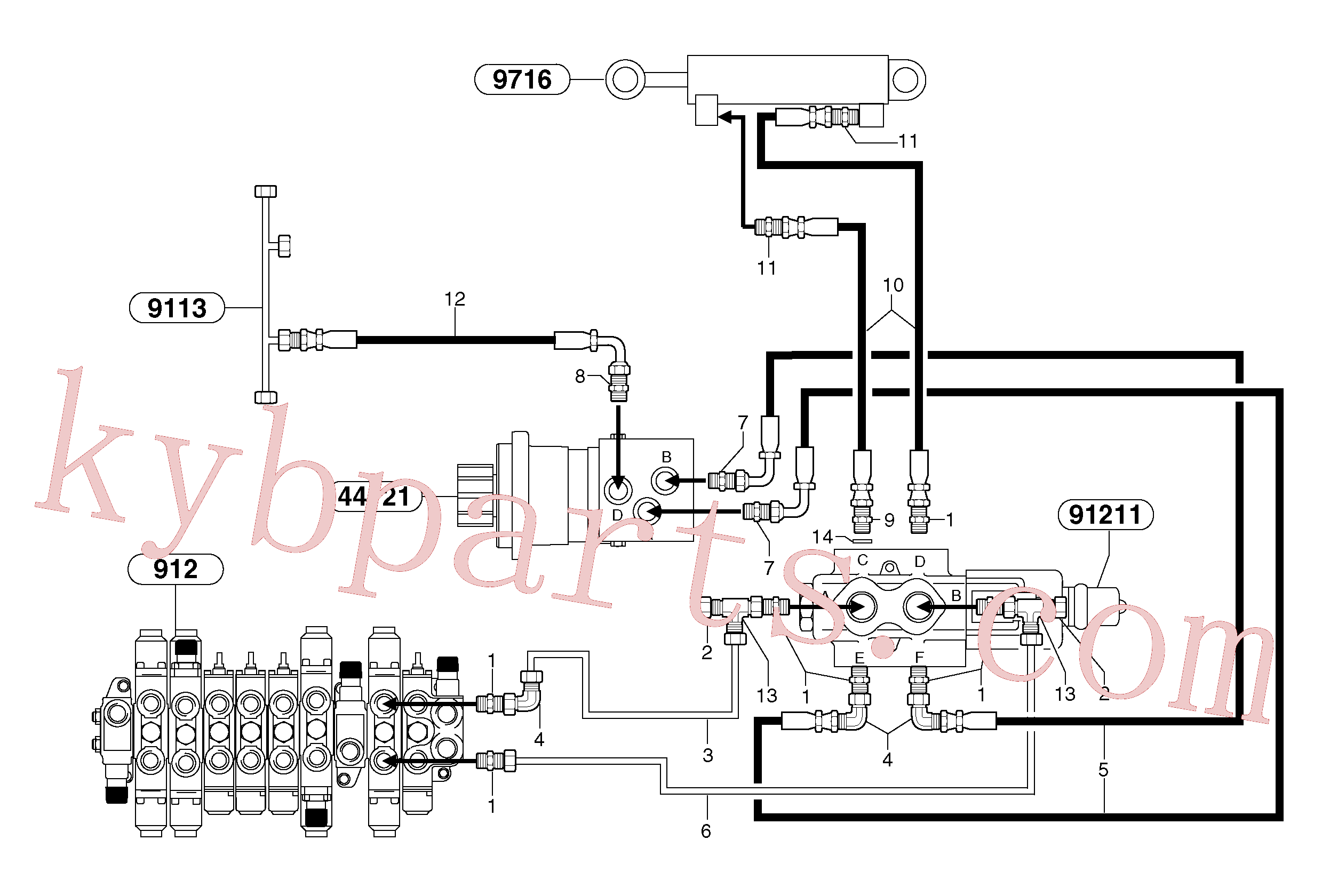 PJ4750250 for Volvo Hydr. circuit. ( boom slewing / offset )(91643X1 assembly)