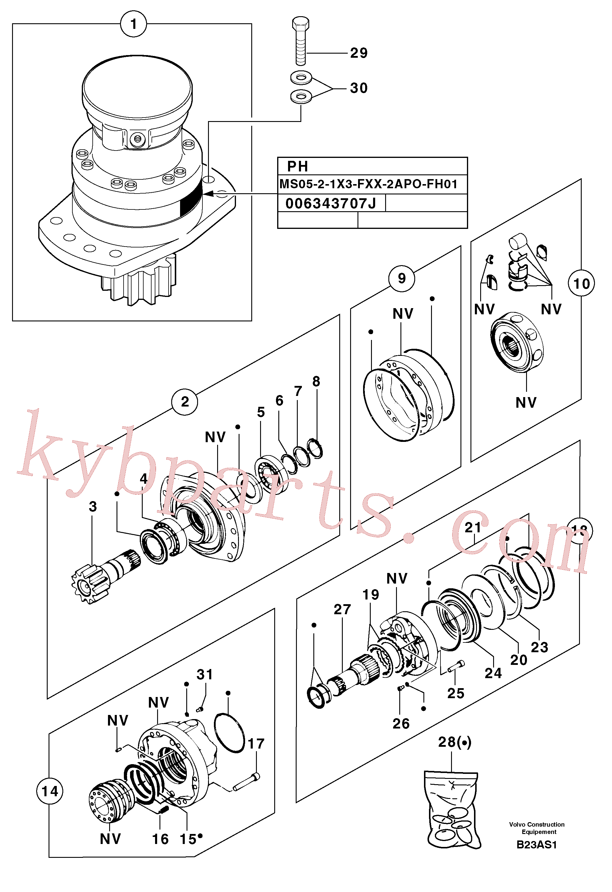 PJ7416385 for Volvo Slewing gear motor(B23AS1 assembly)