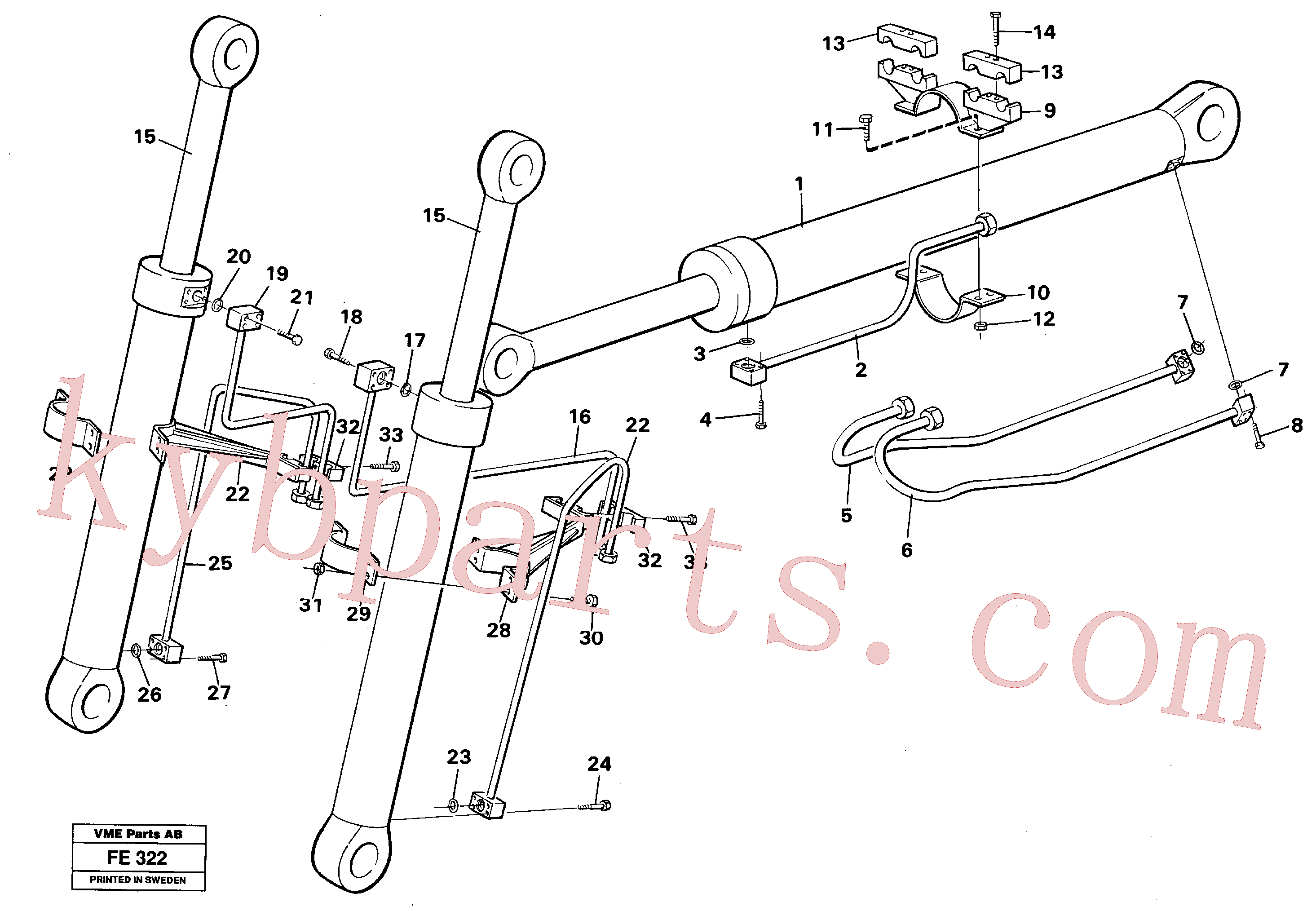 VOE14054945 for Volvo Hydraulic system, cylinder, front shovel equipment(FE322 assembly)