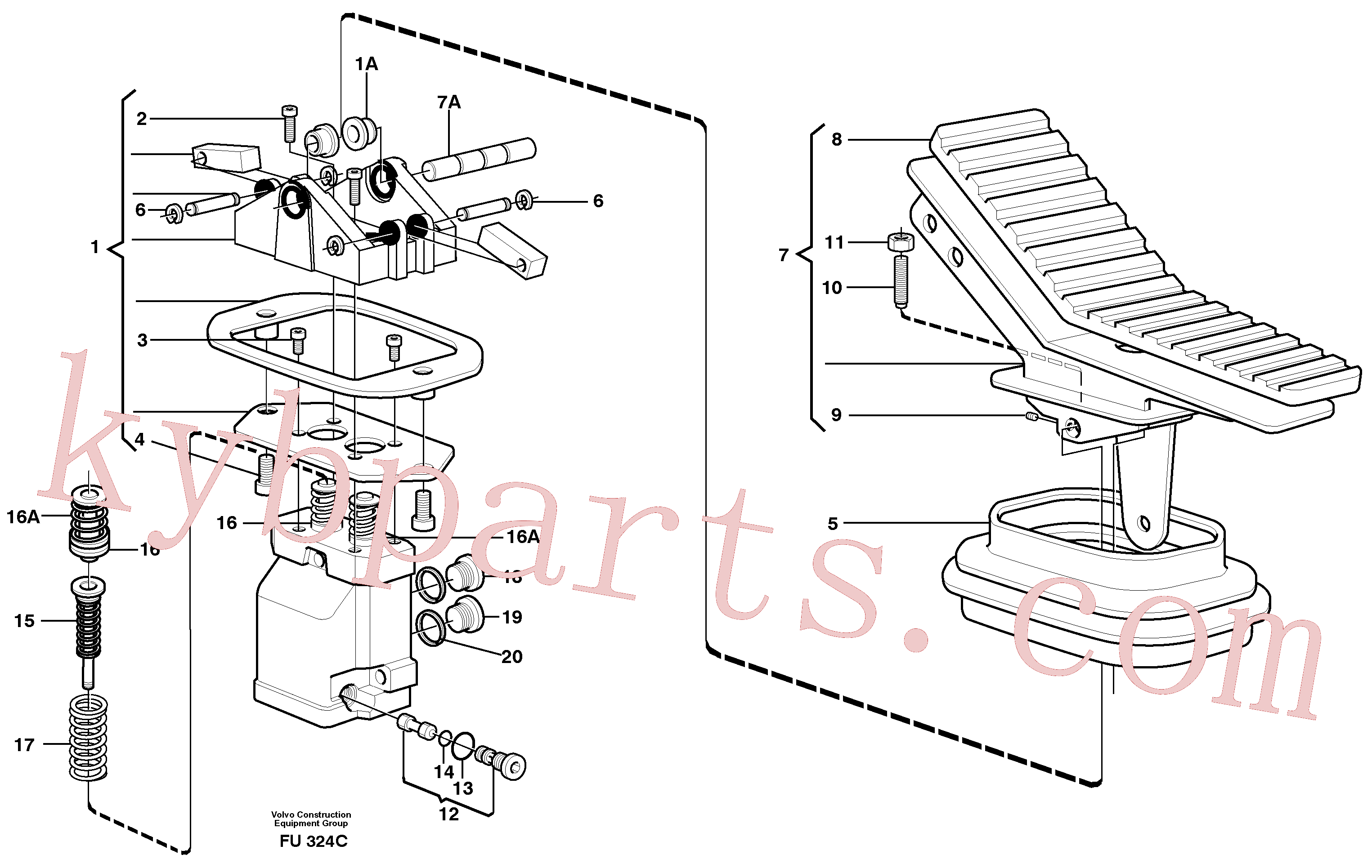 VOE11702887 for Volvo Pedal valve(FU324C assembly)