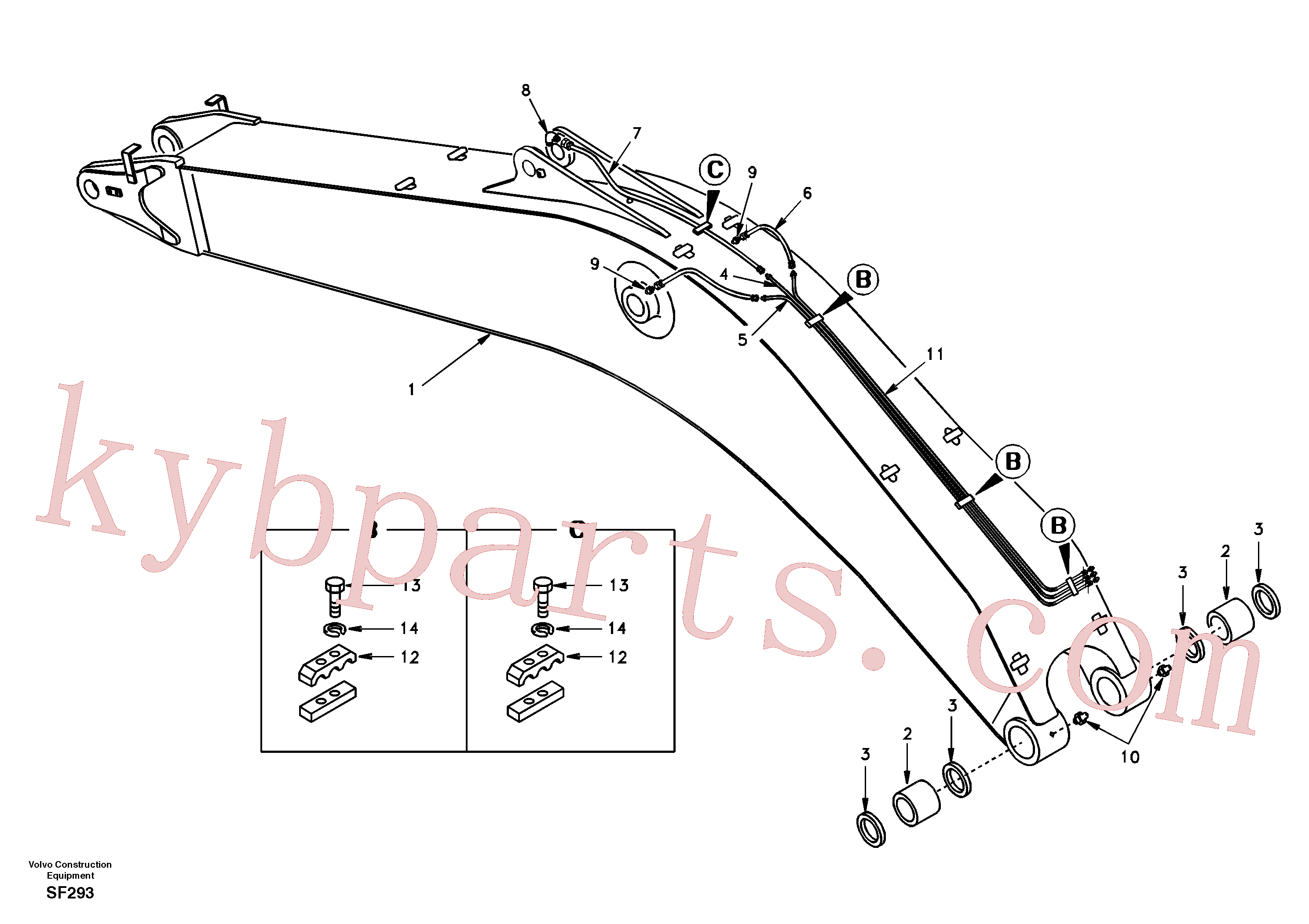 SA1073-02242 for Volvo Boom and grease piping, mono(SF293 assembly)