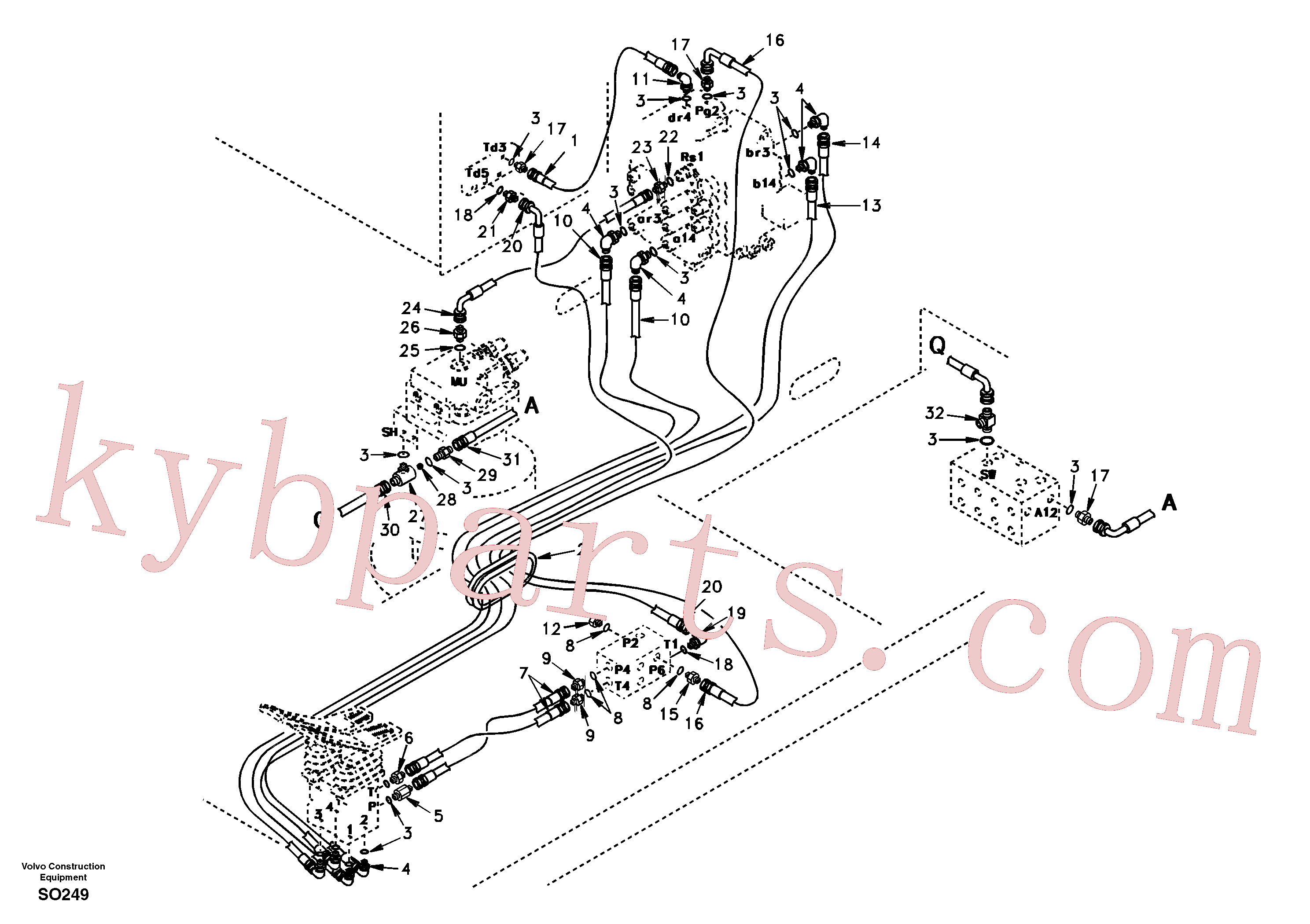 SA9451-03250 for Volvo Servo system, control valve to remote control valve pedal(SO249 assembly)