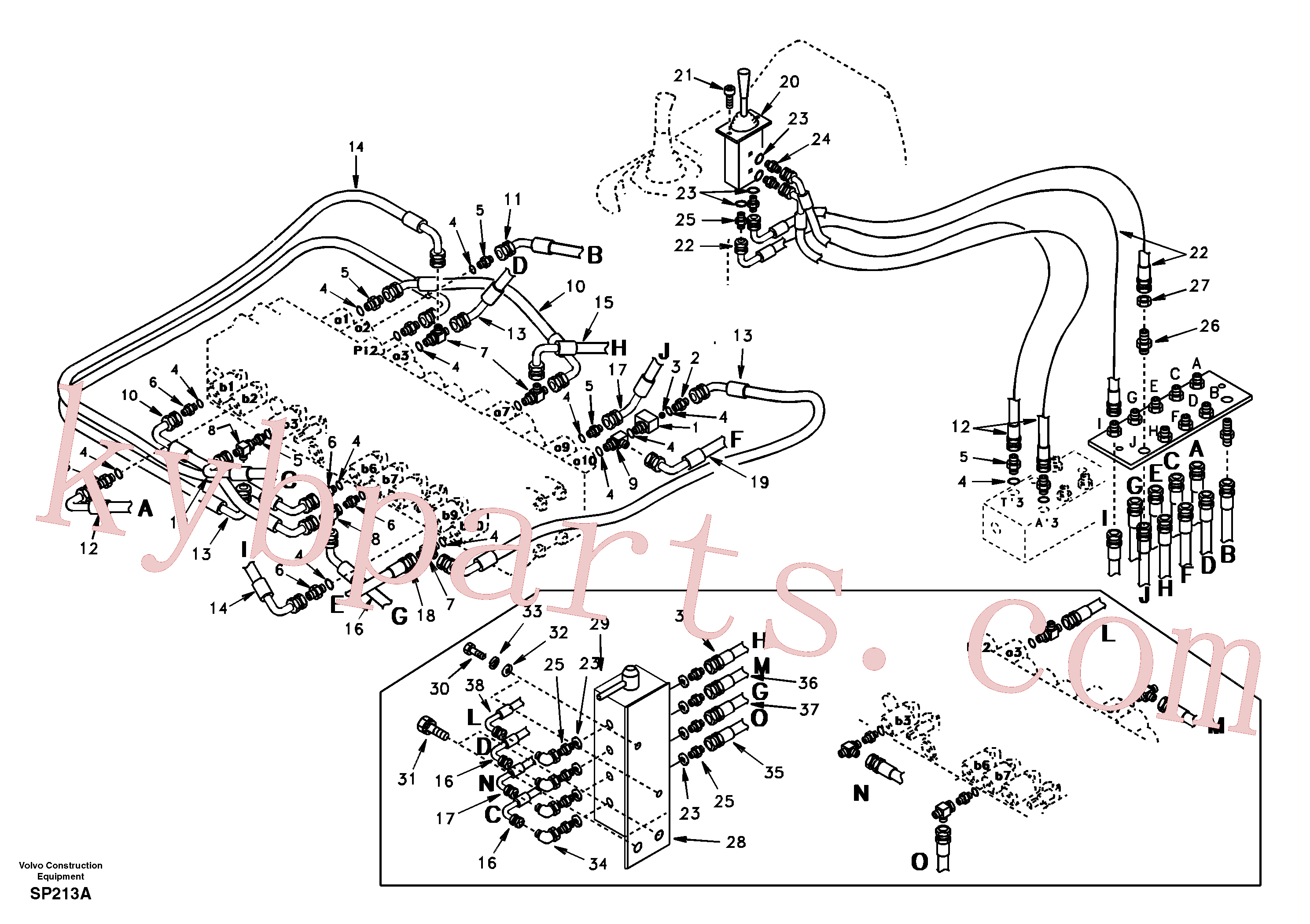 SA9451-02214 for Volvo Servo system, control valve to remote control valve(SP213A assembly)